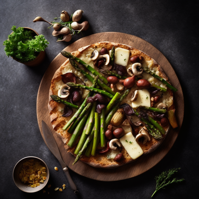 Pain rustique asperges, féta et olives
