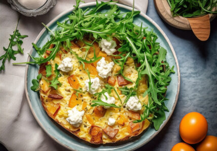 Frittata pommes de terre, jambon et chèvre