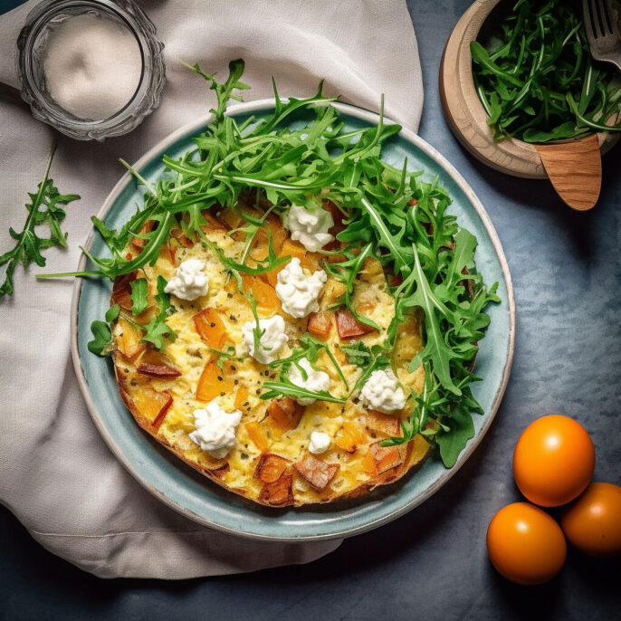 Frittata pommes de terre, jambon et chèvre