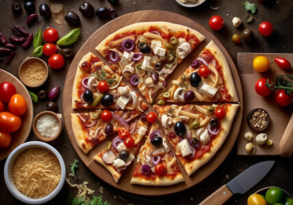 Pain plat au poulet à la méditérranéenne