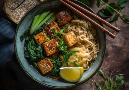 Chow-mein cantonnais au tofu croustillant