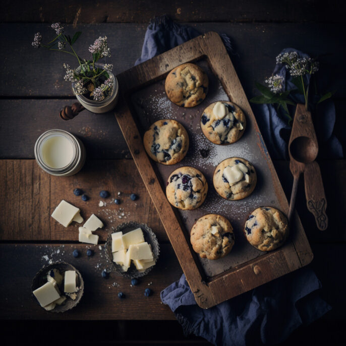Muffins bleuet et chocolat blanc (3 unités)