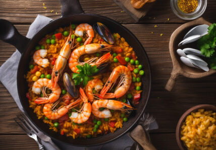 Paëlla aux fruits de mer et chorizo