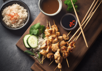 Satays de poulet grillé à l'arachide