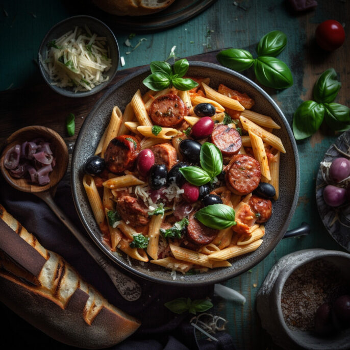 Casserole de penne et saucisses italiennes