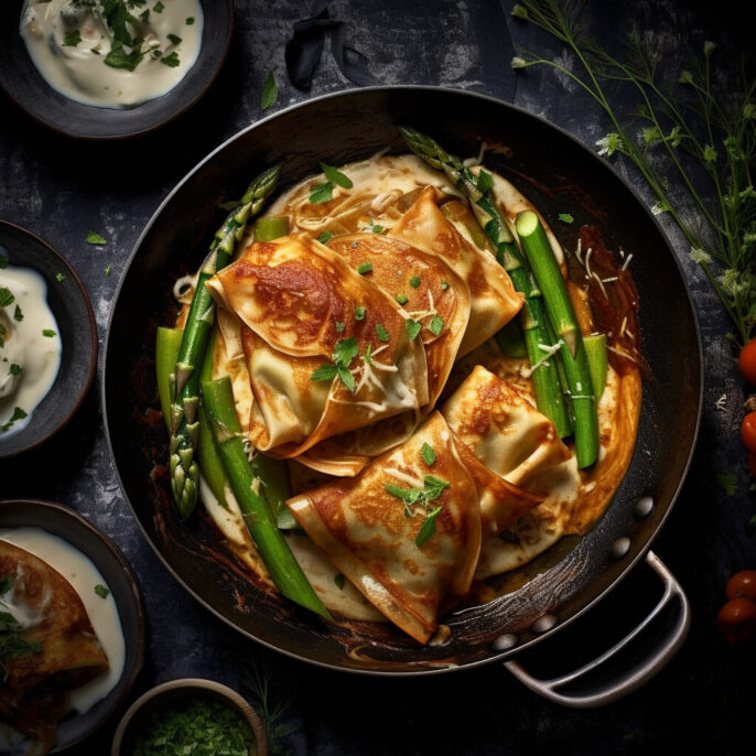 Crêpe farcie volaille et asperges