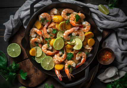 Crevettes sautées au cari jaune et lait de coco