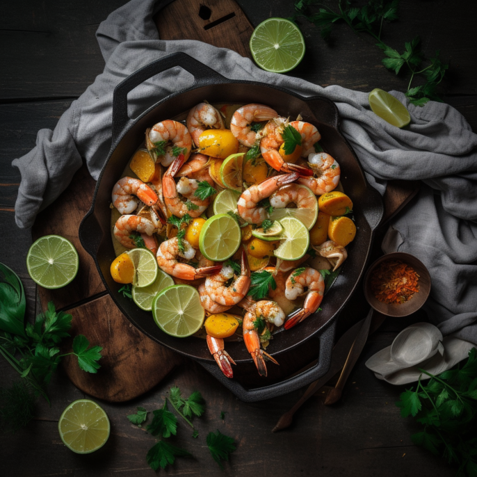 Crevettes sautées au cari jaune et lait de coco