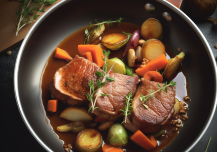 Filet de porc au bacon et oignons caramélisés