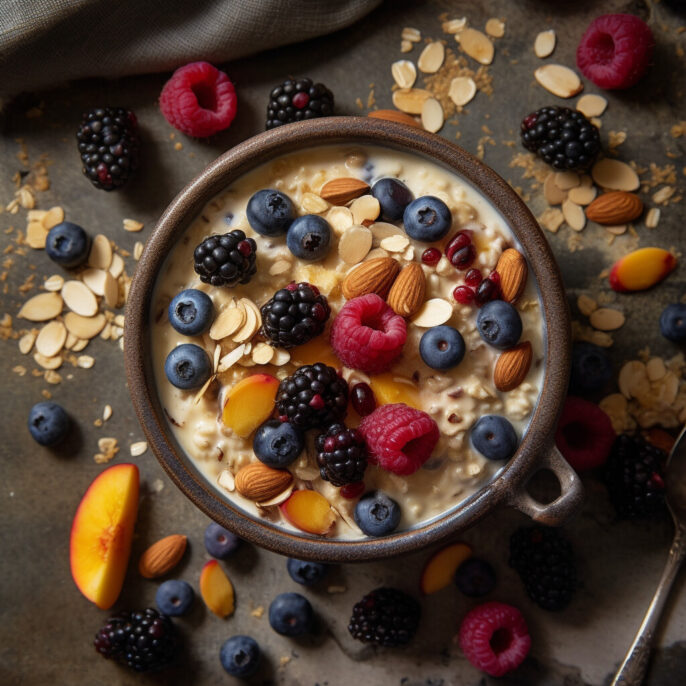 Gruau overnight amandes et petits fruits
