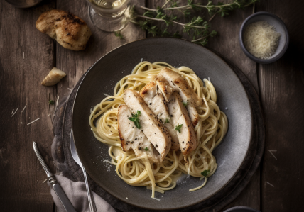 Linguine alfredo au poulet grillé