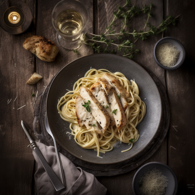 Linguine alfredo au poulet grillé