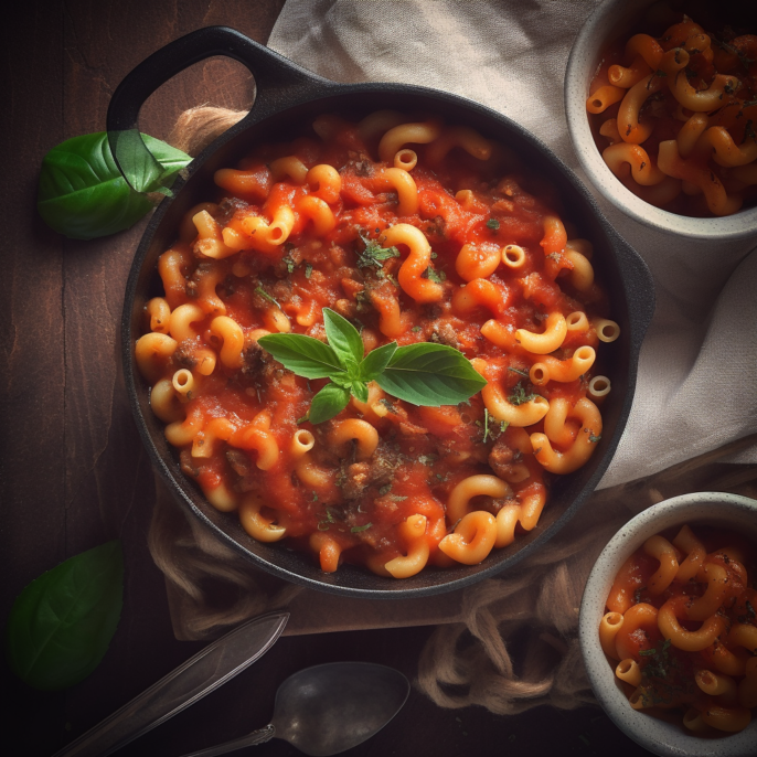 Macaroni aux boeuf et tomates italiennes