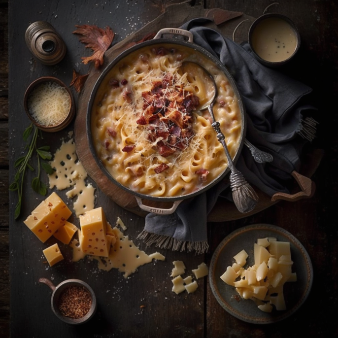 Macaroni aux trois fromages et bacon