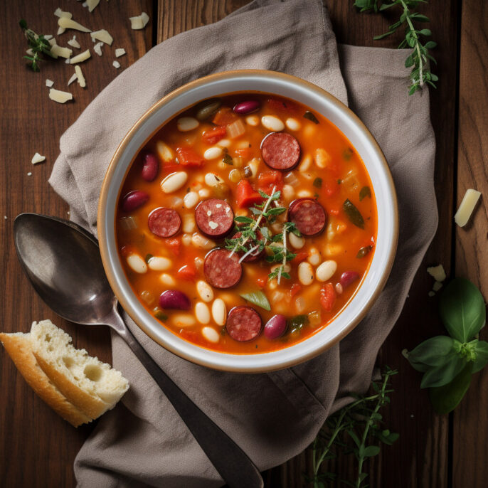 Minestrone au chorizo maison et légumineuses