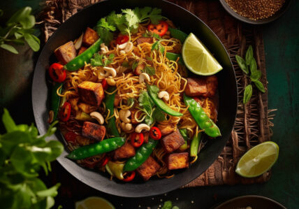 Pad thaï végétarien au tempeh et poivrons doux