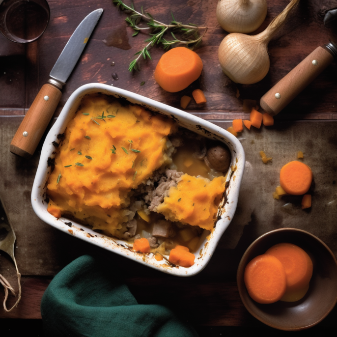Parmentier de veau rustique a la bourguignonne