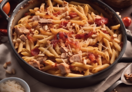 Penne aux smoked-meat et tomates séchées