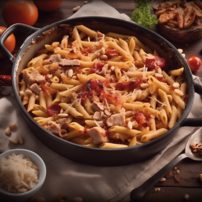 Penne aux smoked-meat et tomates séchées