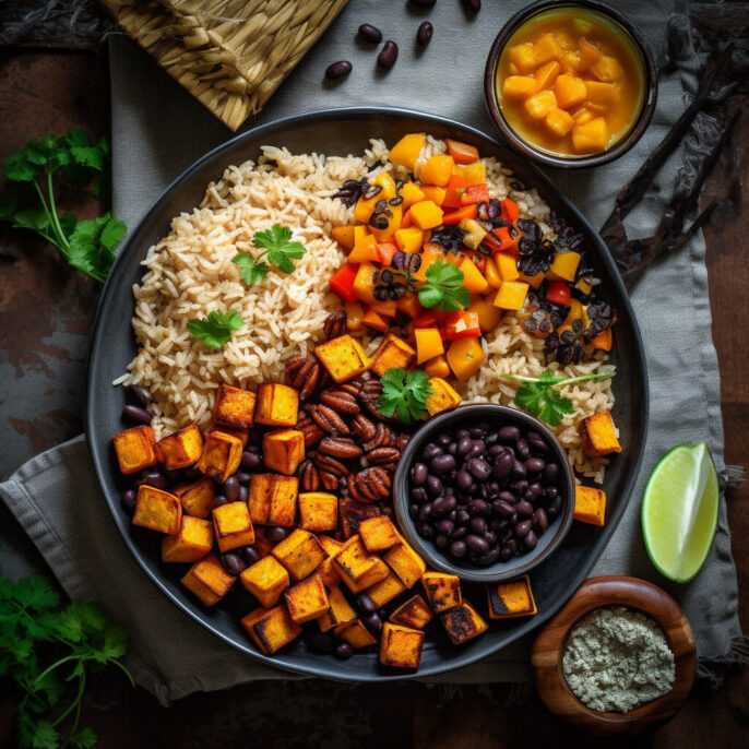 Pilaf et tofu mariné à la mexicaine