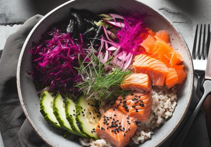 Pokebowl de saumon gravlax à la vodka