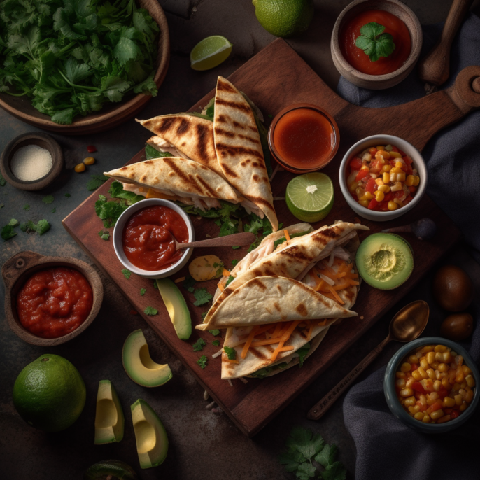 Quesadillas au poulet et salsa de maïs