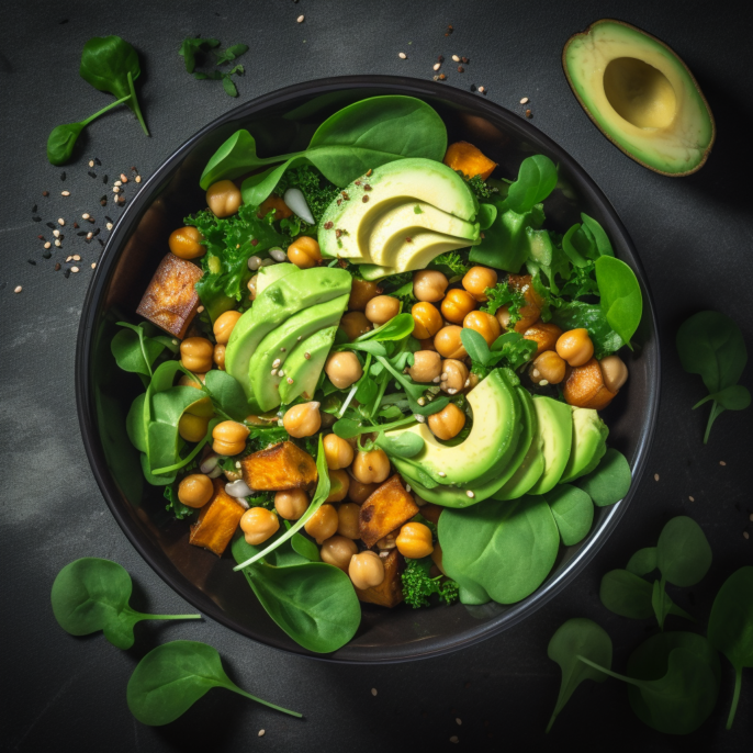 Quinoa, avocats et pois chiches grillés