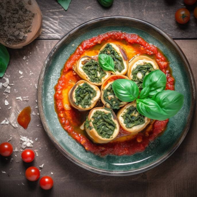Rotolo farcis aux épinards et mozzarella fraiche