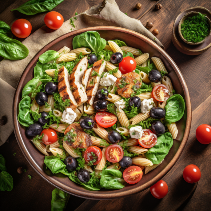 Salade de penne gourmande à la grecque