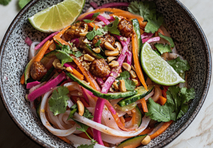 Salade de vermicelles végane, arachide et tamari