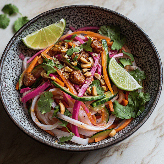 Salade de vermicelles végane, arachide et tamari
