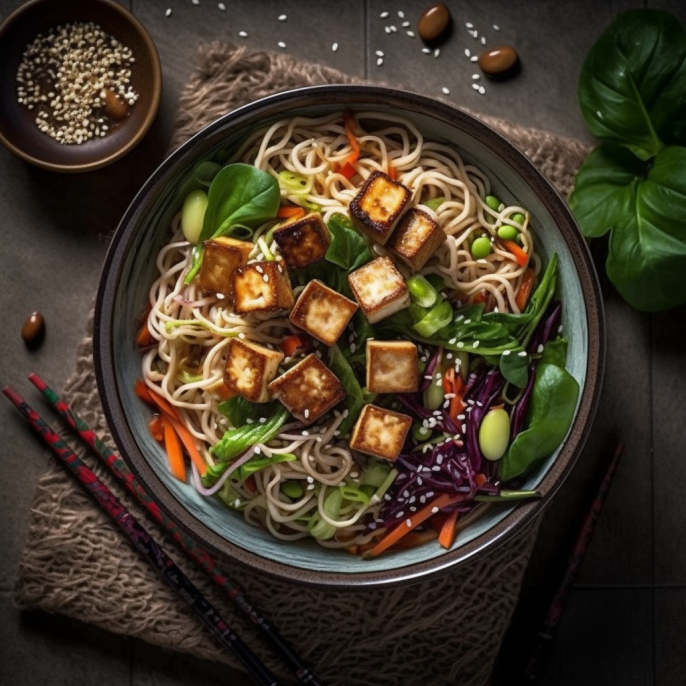 Salade soba et tofu au miso