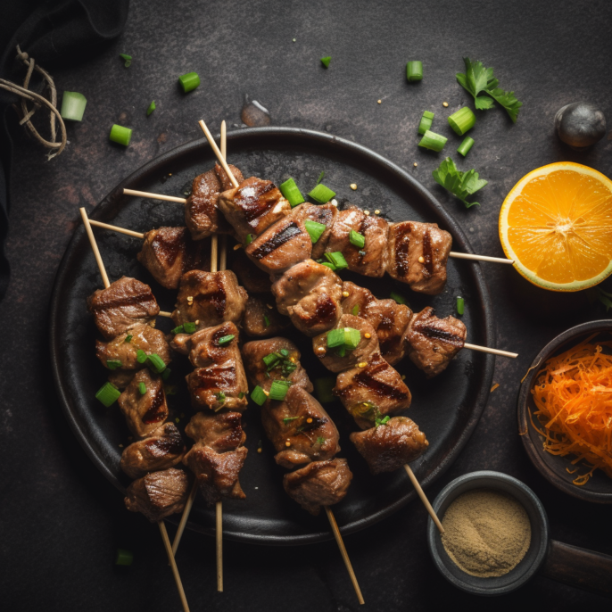 Satays de filet de porc à l'orange