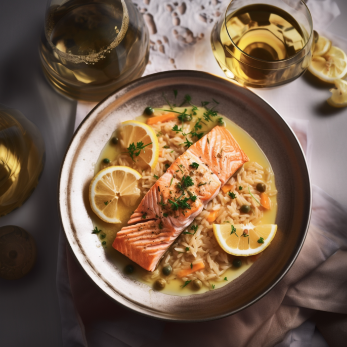 Saumon rôti à l'aneth, câpres et citron confit