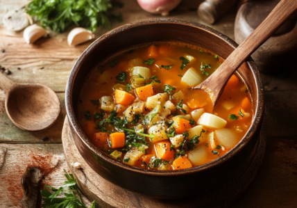 Soupe aux légumes et coquilles à l'ancienne