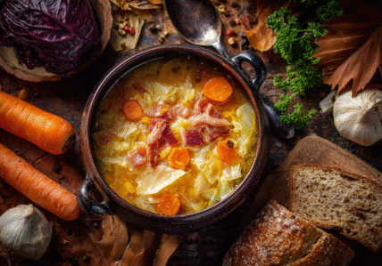 Soupe d'automne chou et bacon