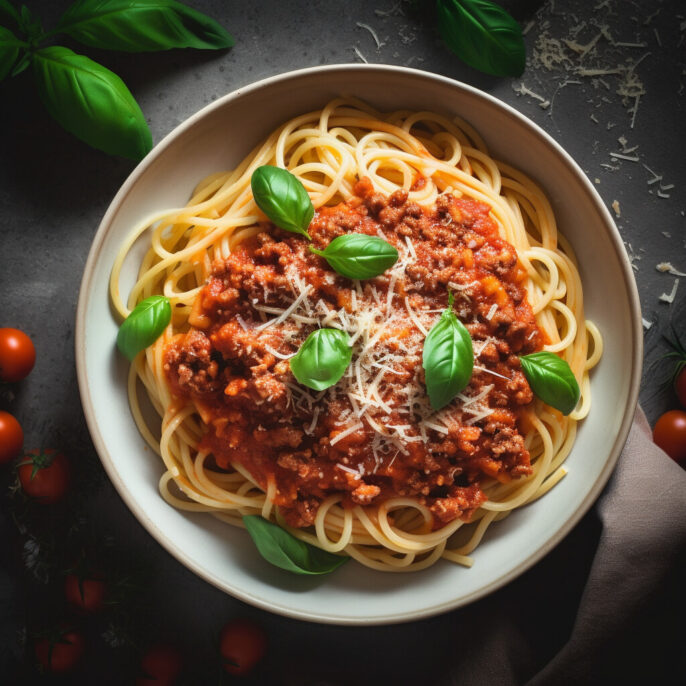 Spaghetti gratiné et sauce bolognaise maison
