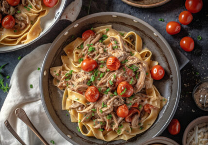 Tagliatelle gourmands au porc effiloché