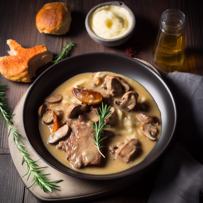Tendre mijoté de porc aux champignons