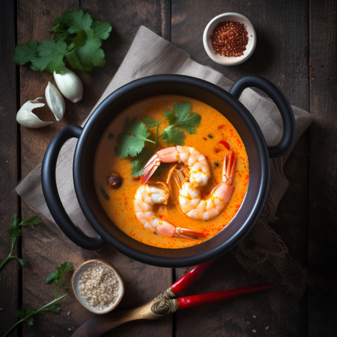 Tom yum aux crevettes