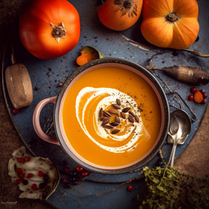 Velouté de potirons à la gelée de pomme