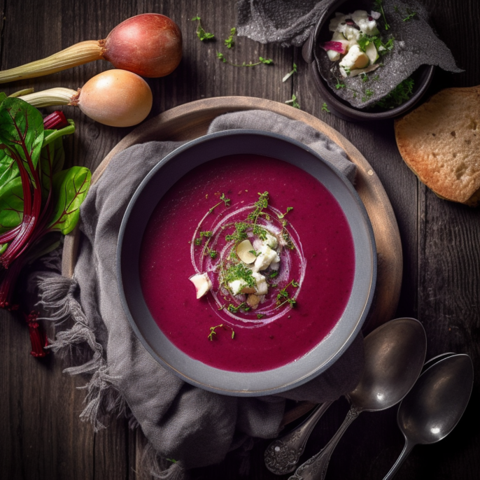 Velouté de betteraves rôties et mozzarella fraiche