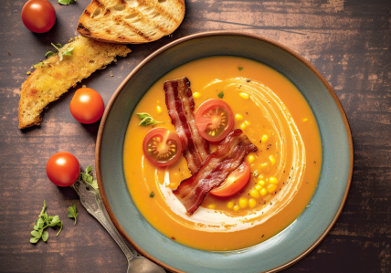 Velouté de maïs grillé et yogourt grec