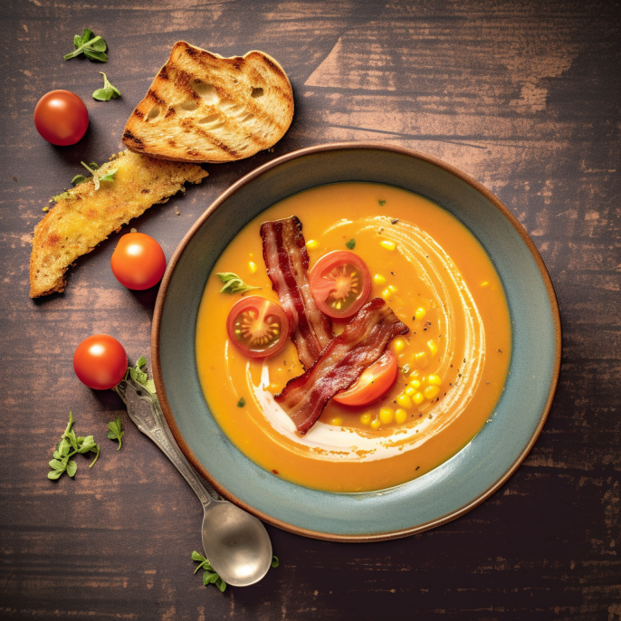 Velouté de maïs grillé et yogourt grec